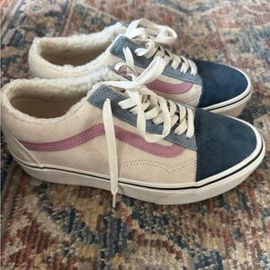 Vans Women's Pink and Blue Sneakers